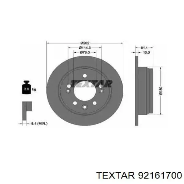 Тормозные диски 92161700 Textar