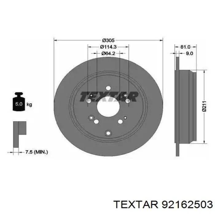 92162503 Textar тормозные диски