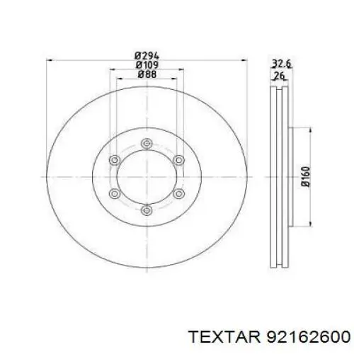 Передние тормозные диски 92162600 Textar