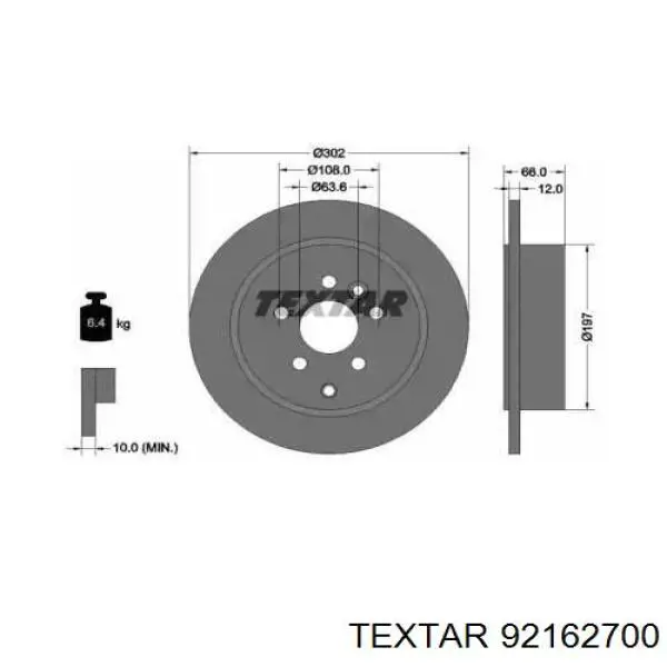 Тормозные диски 92162700 Textar