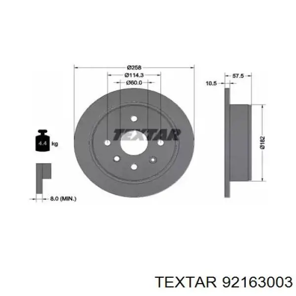 Тормозные диски 92163003 Textar