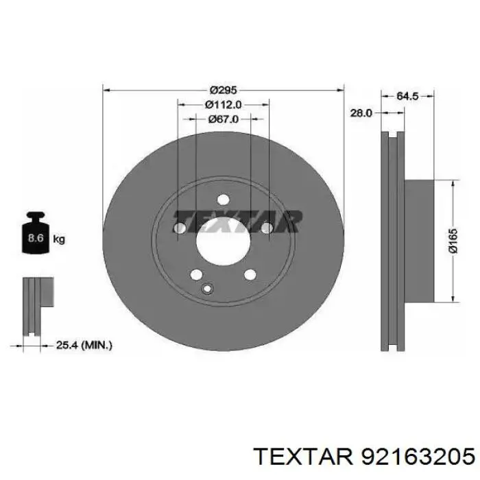 92163205 Textar disco do freio dianteiro