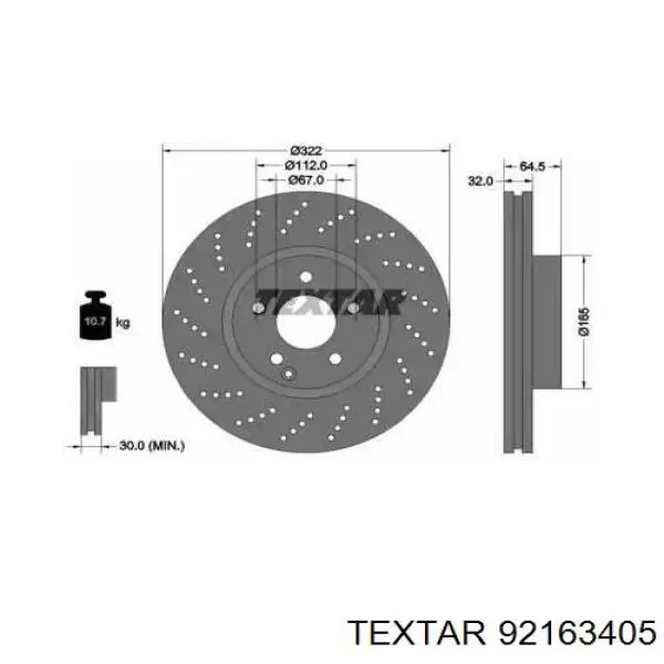 92163405 Textar disco do freio dianteiro