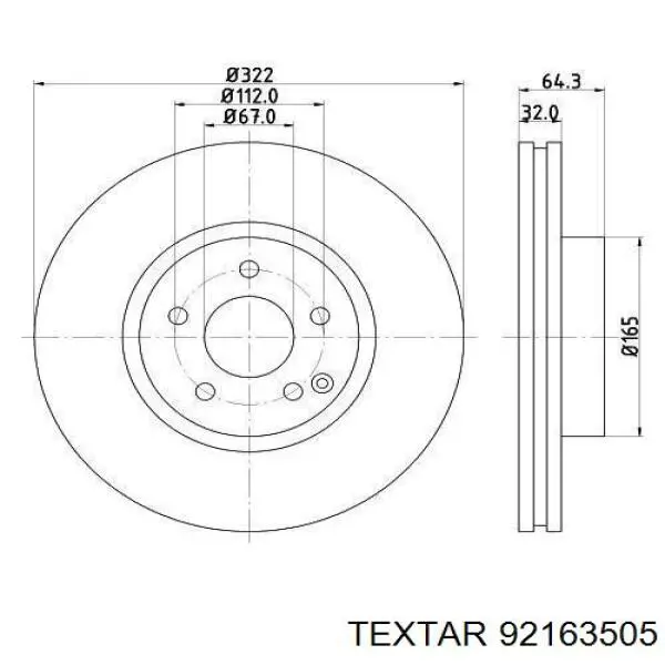 Передние тормозные диски 92163505 Textar