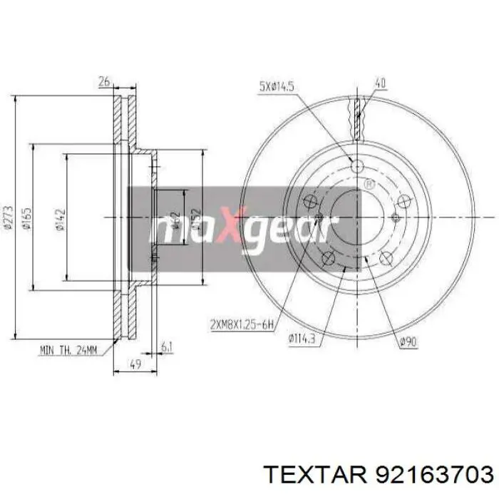 Передние тормозные диски 92163703 Textar