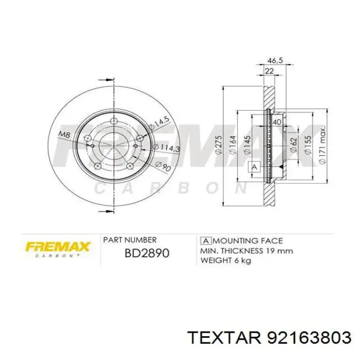 Купить 92163803 Textar Ротор тормозной