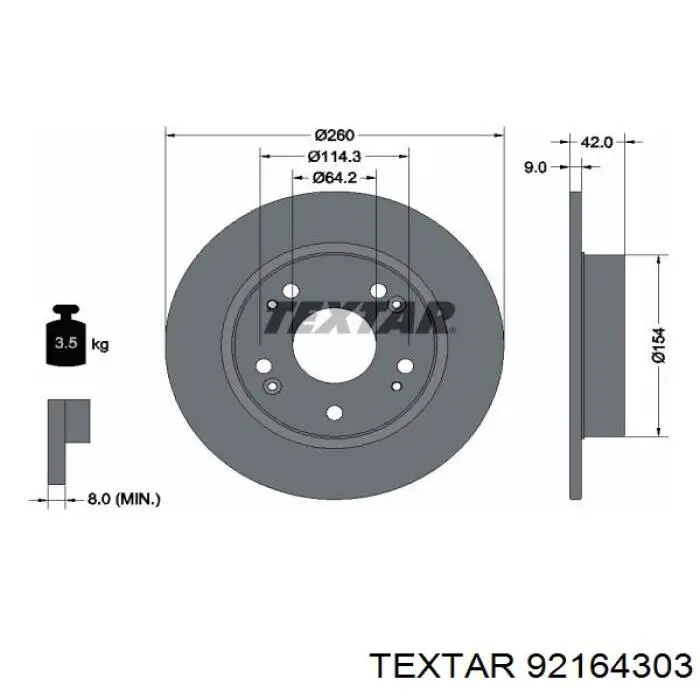 92164303 Textar Дисковый тормоз