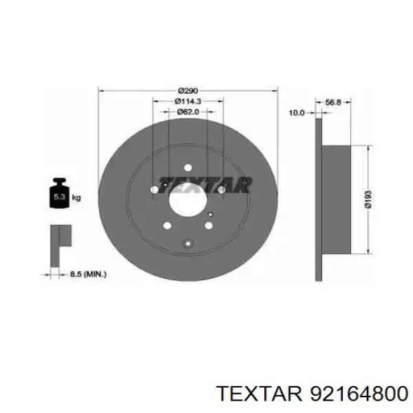 Тормозные диски 92164800 Textar