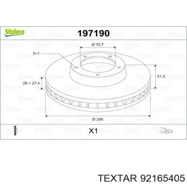 Передний тормозной диск Textar 92165405