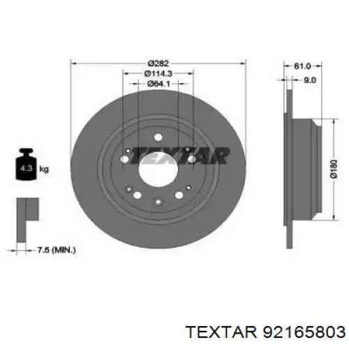 92165803 Textar тормозные диски