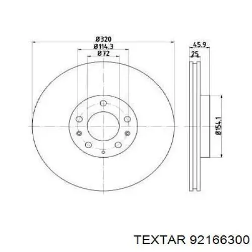 Передние тормозные диски 92166300 Textar