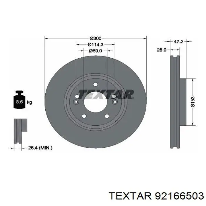 Передние тормозные диски 92166503 Textar