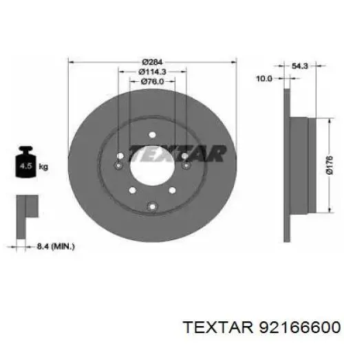 92166600 Textar тормозные диски
