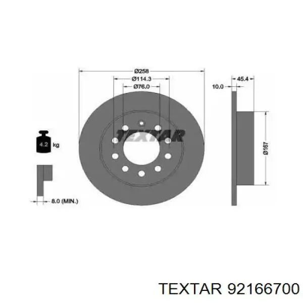 Тормозные диски 92166700 Textar