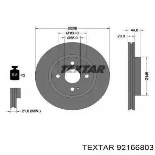 92166803 Textar disco do freio dianteiro