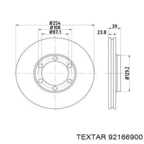 Передние тормозные диски 92166900 Textar