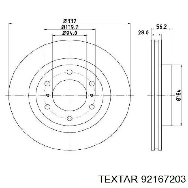 Тормоз дисковый передний Textar 92167203 цена, от 71.47 USD