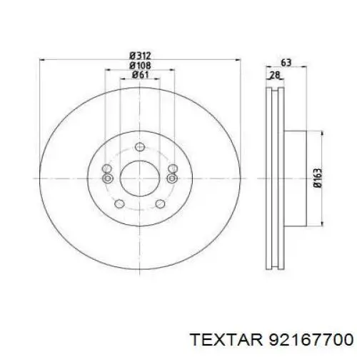 Передние тормозные диски 92167700 Textar