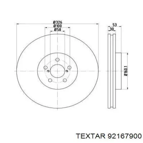 92167900 Textar диск тормозной передний