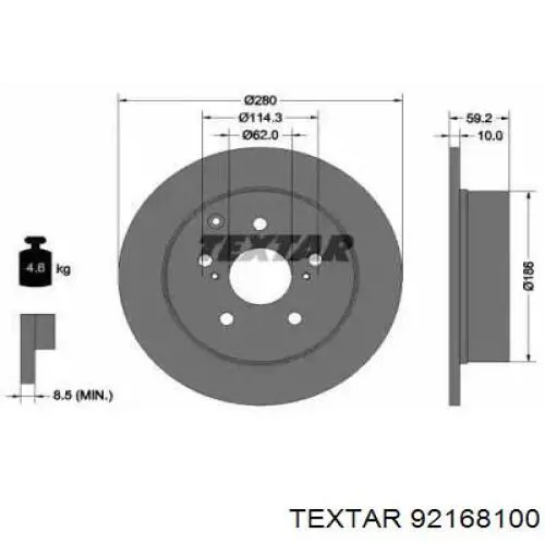Тормозные диски 92168100 Textar
