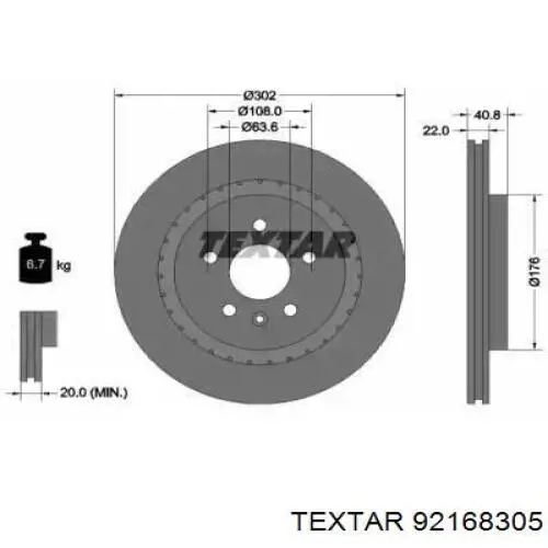 Тормозные диски 92168305 Textar