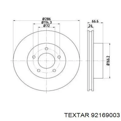 Передние тормозные диски 92169003 Textar