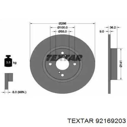 Тормозные диски 92169203 Textar