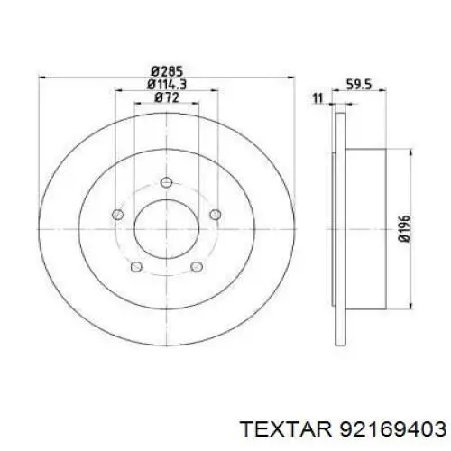 Тормозные диски 92169403 Textar