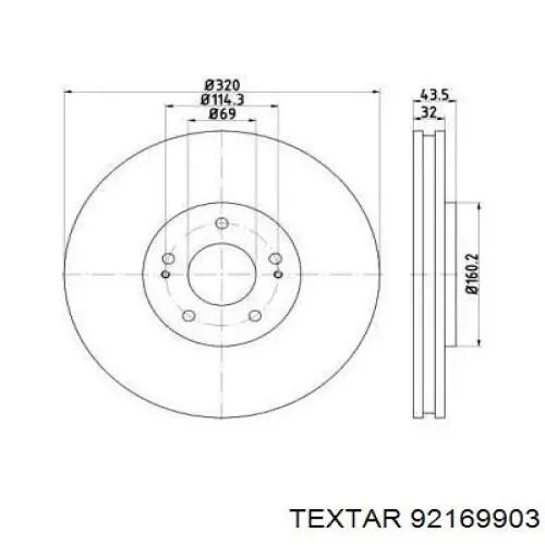 Передние тормозные диски 92169903 Textar