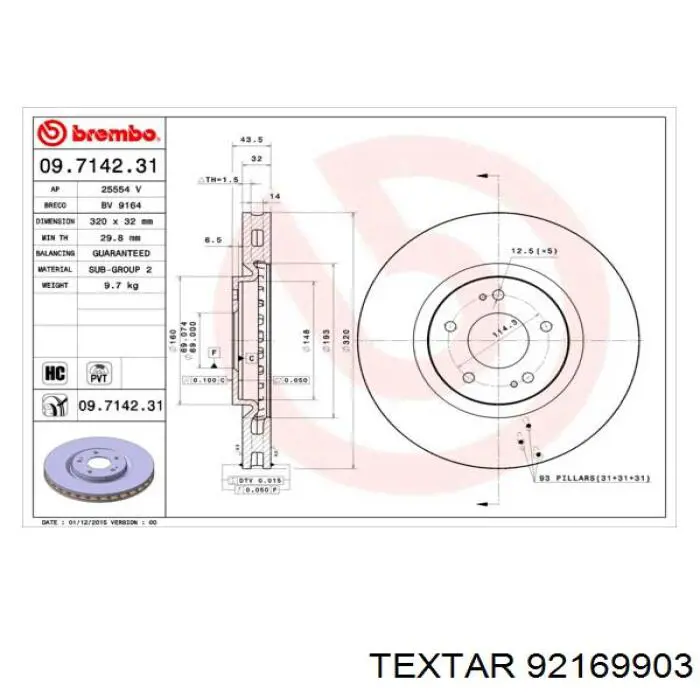 Купить 92169903 Textar Ротор тормозной