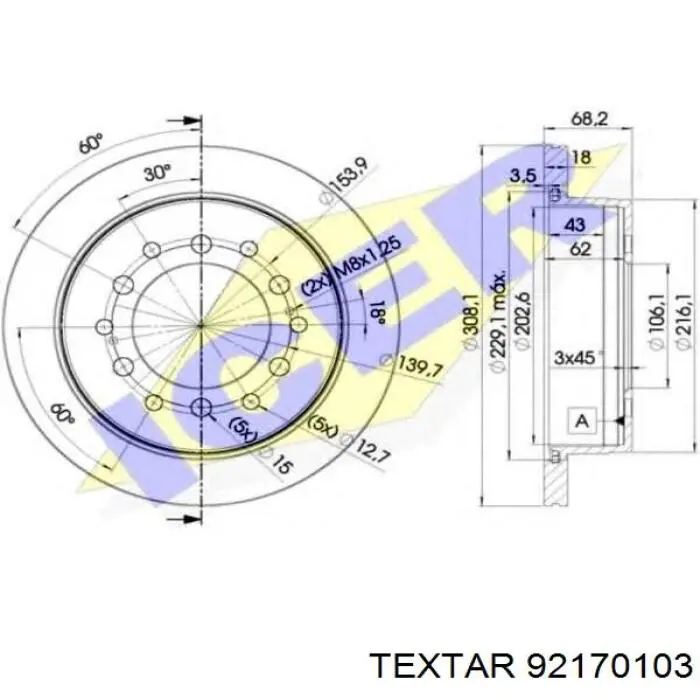 Купить 92170103 Textar Диск тормозной задний