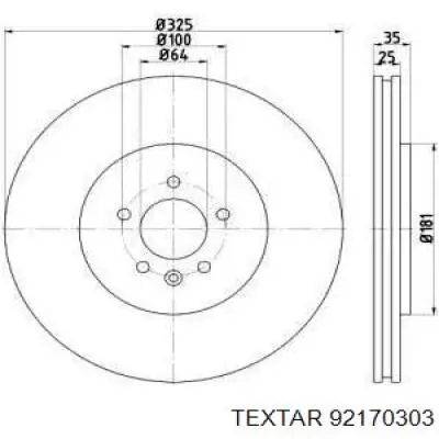 92170303 Textar диск тормозной передний