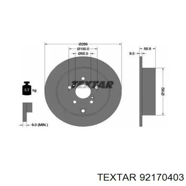 Тормозные диски 92170403 Textar