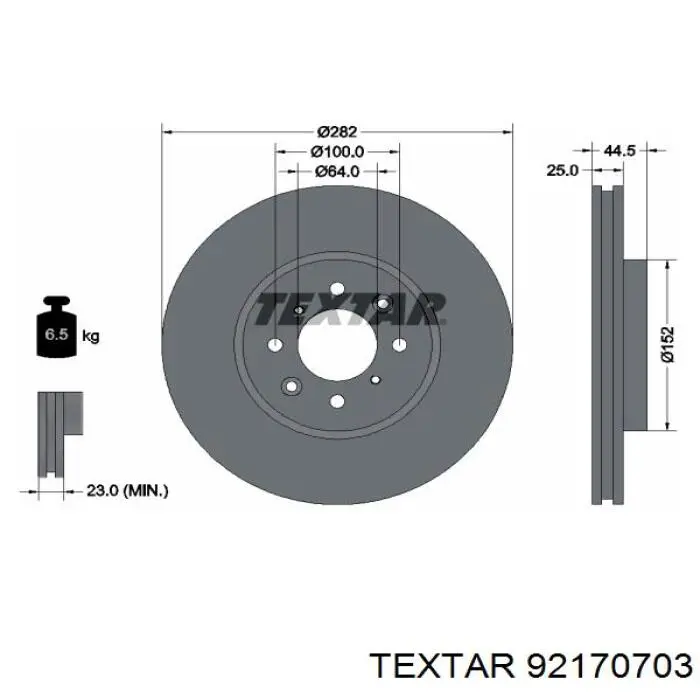 Передние тормозные диски 92170703 Textar