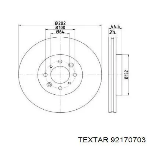 Тормоз дисковый передний Textar 92170703 цена, от 35.98 USD
