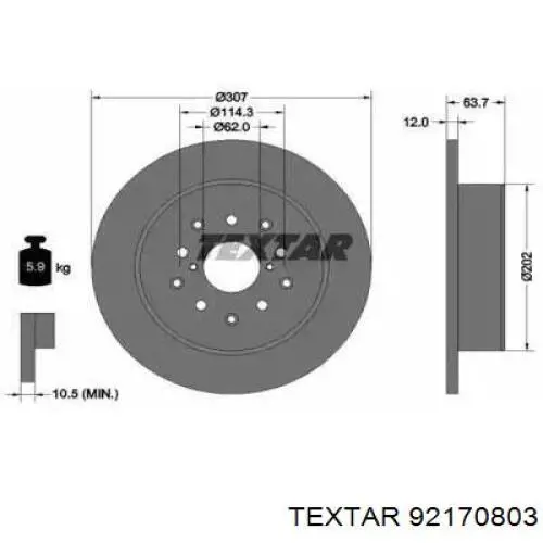 Тормозные диски 92170803 Textar