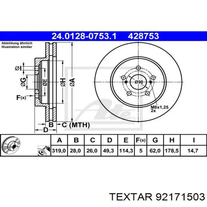 Купить 92171503 Textar Ротор тормозной