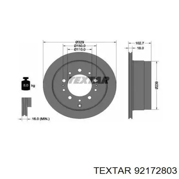92172803 Textar тормозные диски