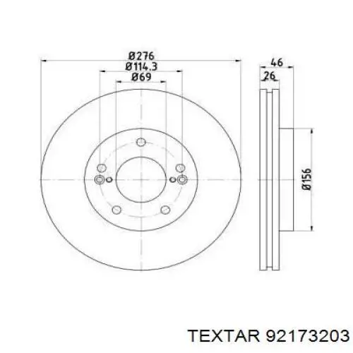 Передние тормозные диски 92173203 Textar