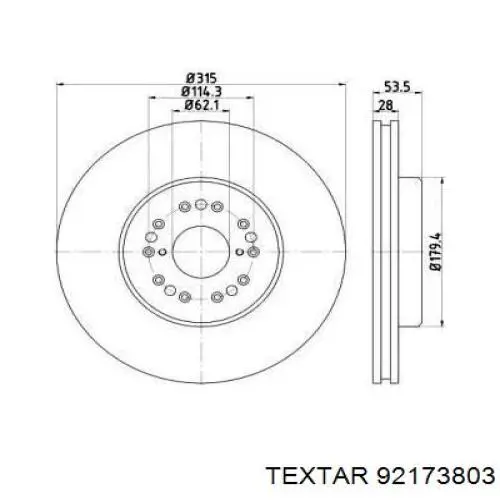 Передние тормозные диски 92173803 Textar