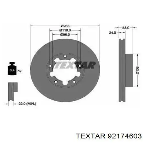 Передние тормозные диски 92174603 Textar