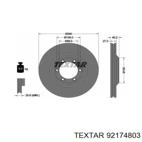 Передние тормозные диски 92174803 Textar