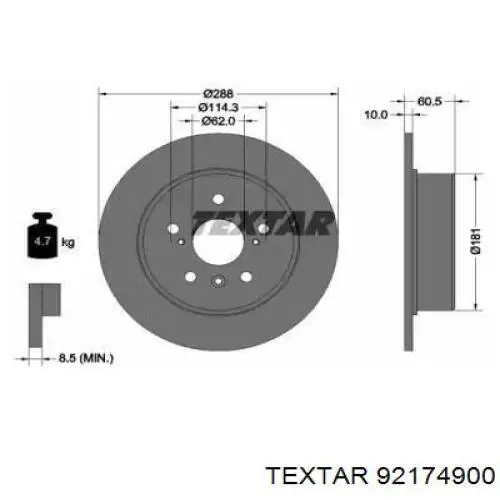 Тормозные диски 92174900 Textar