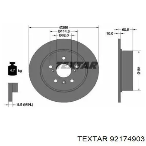 Тормозные диски 92174903 Textar