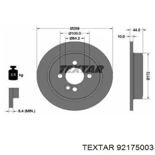 92175003 Textar Дисковый тормоз