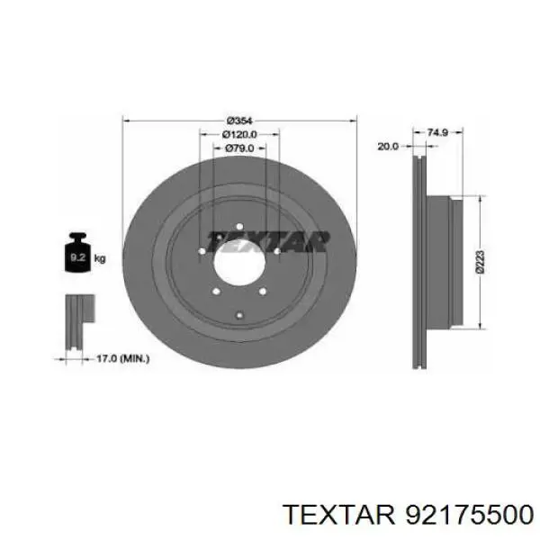 Тормозные диски 92175500 Textar