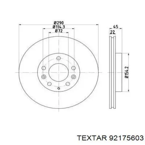 Передние тормозные диски 92175603 Textar