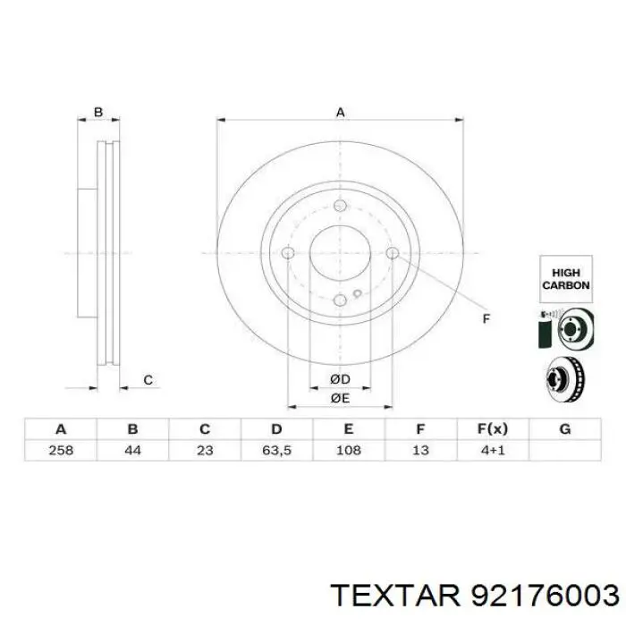 Передний тормозной диск Textar 92176003