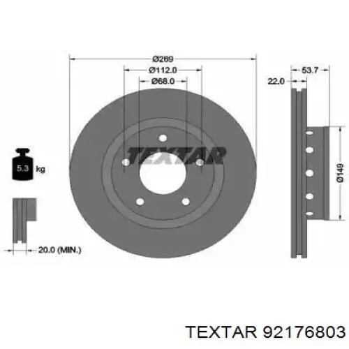 Тормозные диски 92176803 Textar