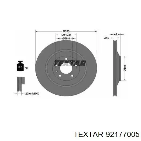 Тормозные диски 92177005 Textar